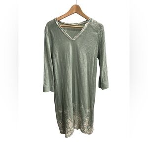 Soft Surroundings Pissarro Shift Dress Medium Floral Eyelet Bohemian Embroidered